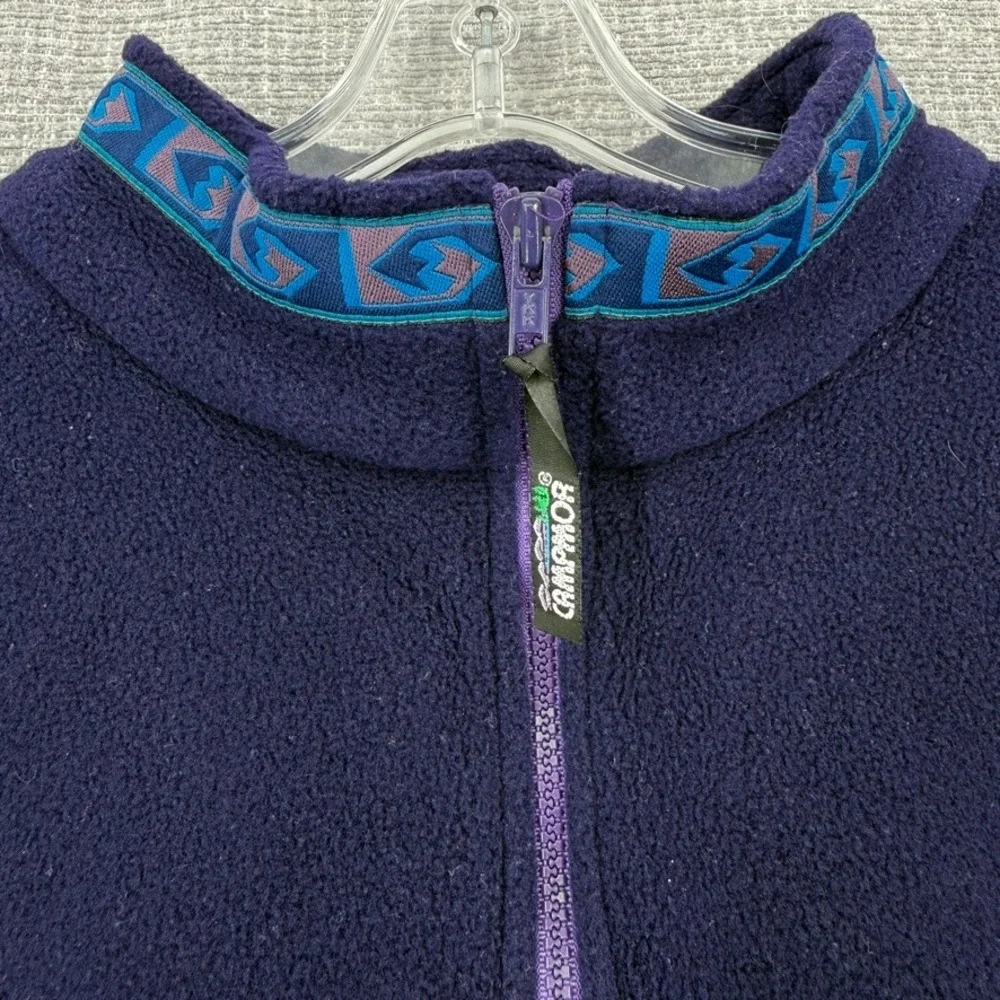 Vintage Campmor Fleece Vest Mens Large Purple Aztec Trim Full Zip Gorpcore - Picture 7 of 10